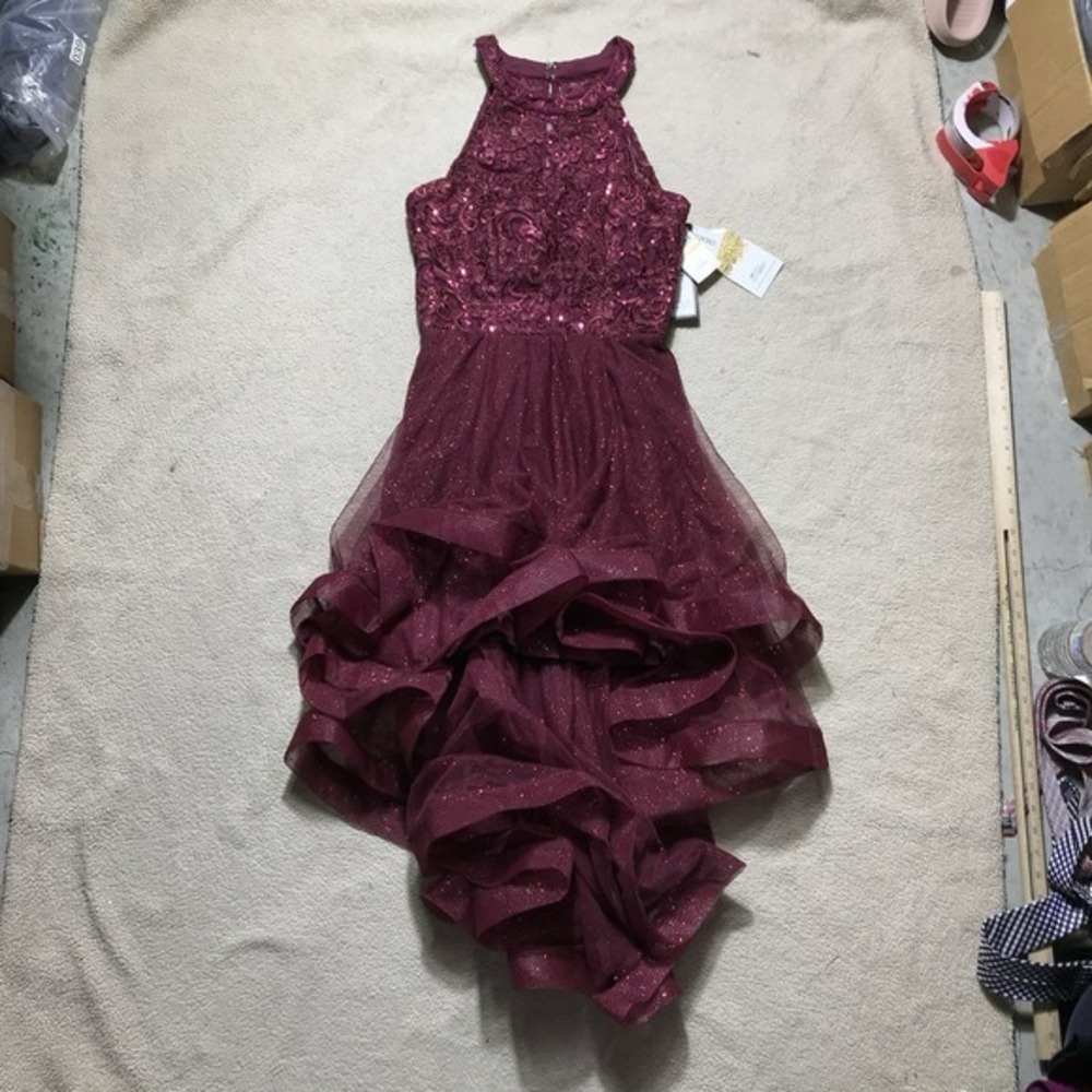 Say Yes To The Prom Dress Womens 3 Juniors TLC Illusion Embroidered High Low NEW
